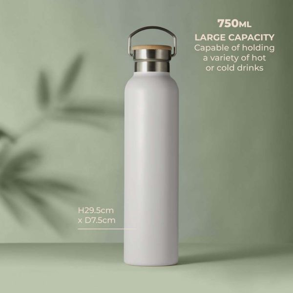 Hydration Bottle with Eco Friendly Bamboo Lid 750ml - Cream
